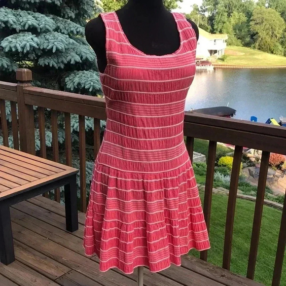 M S S P Coral and White Summer Dress - Picture 1 of 3